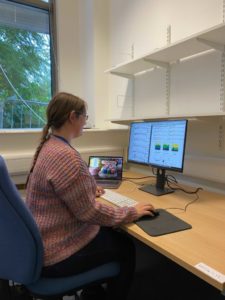 Sarah Moody in her office at the Wellcome Sanger Institute. Photo credit: Saamin Cheema